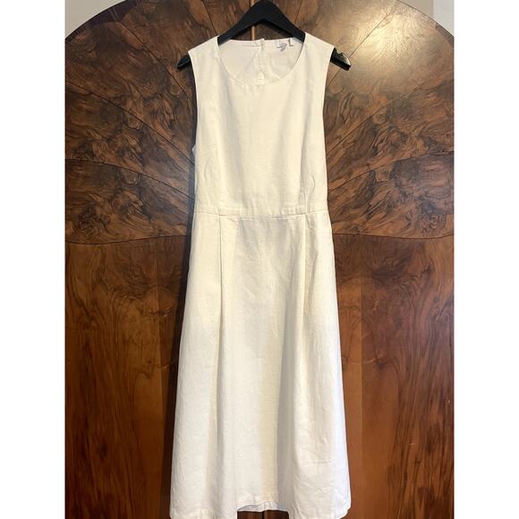 ADRIANO GOLDSCHMIED Libby Button Back Midi Dress w Pockets LINEN White Medium M - Picture 9 of 16